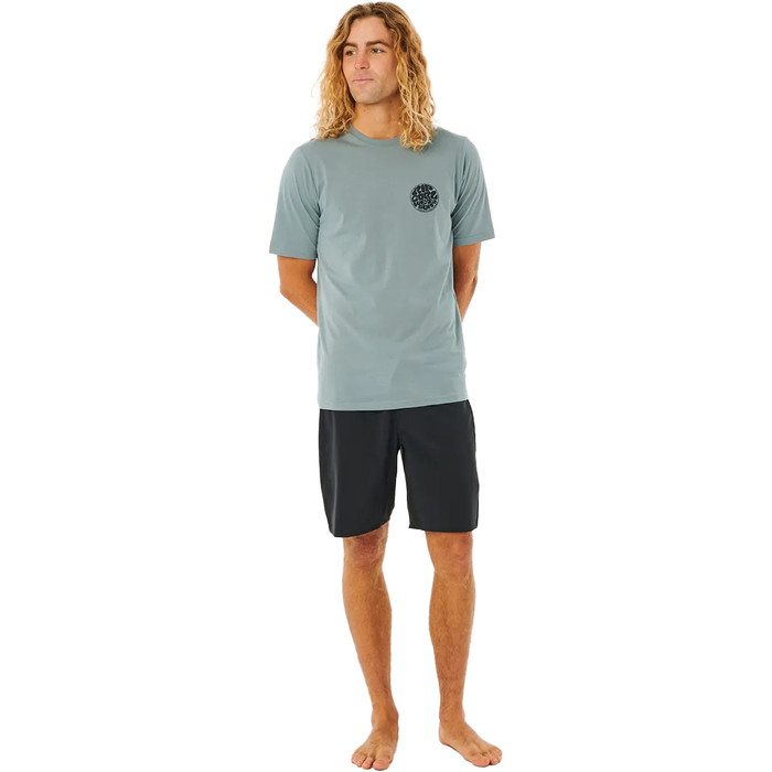 2023 Rip Curl Mens Icons Of Surf Short Sleeve Rash Vest 12FMRV - Mineral Blue